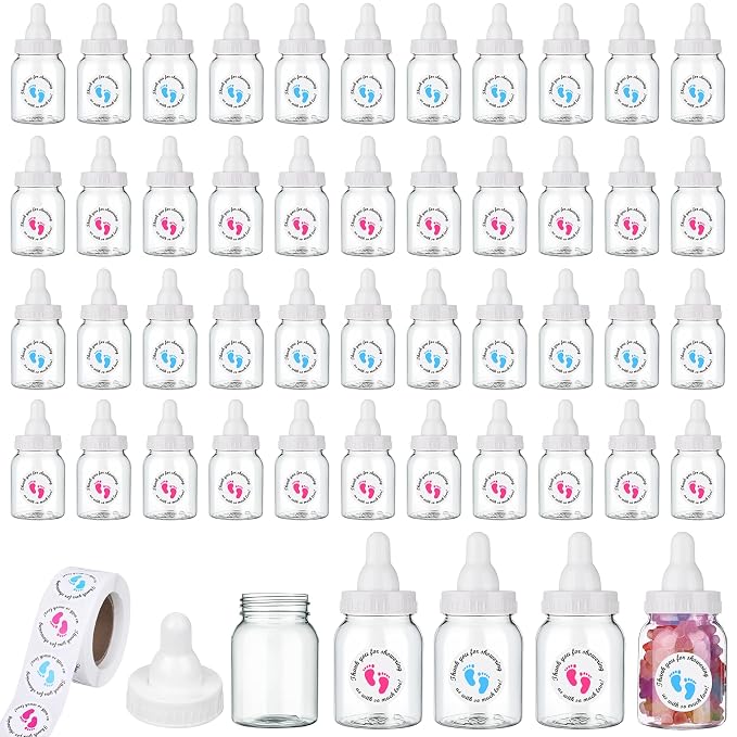 62 Pcs 3.5 Inch Baby Mini Milk Bottle Baby Shower Favor by PINKXHY