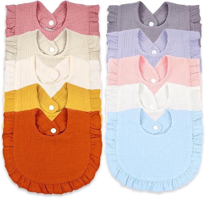 EllieHouse Baby Bibs for Girls Boys 10Pack Muslin Drool Teeth Drooling Teething by EllieHouseVIPBrandExclusive