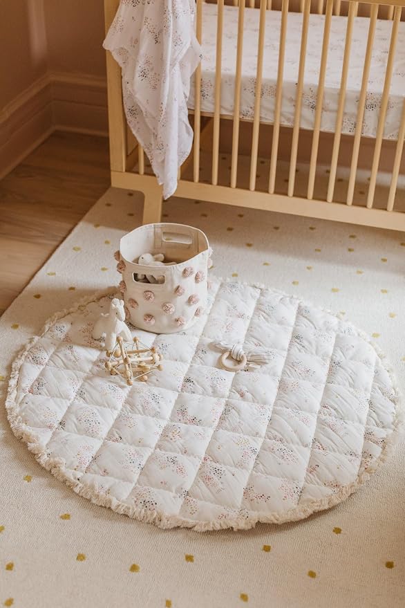 Pehr Baby Play Mat, Flower Patch | Ultra-Soft Quilted 100% Cotton Exterior - Image 3