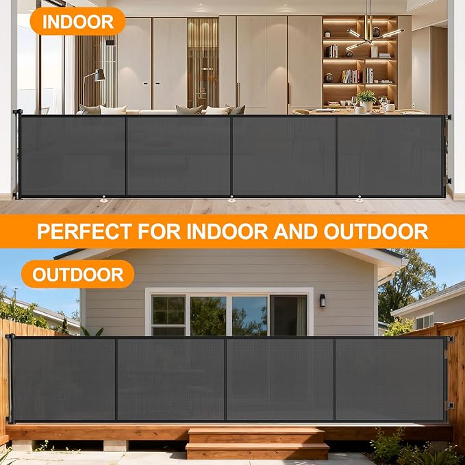196 Inch Retractable Baby Gates Extra Wide, 41 Inch Reinforced Extra Tall Gate - Image 8