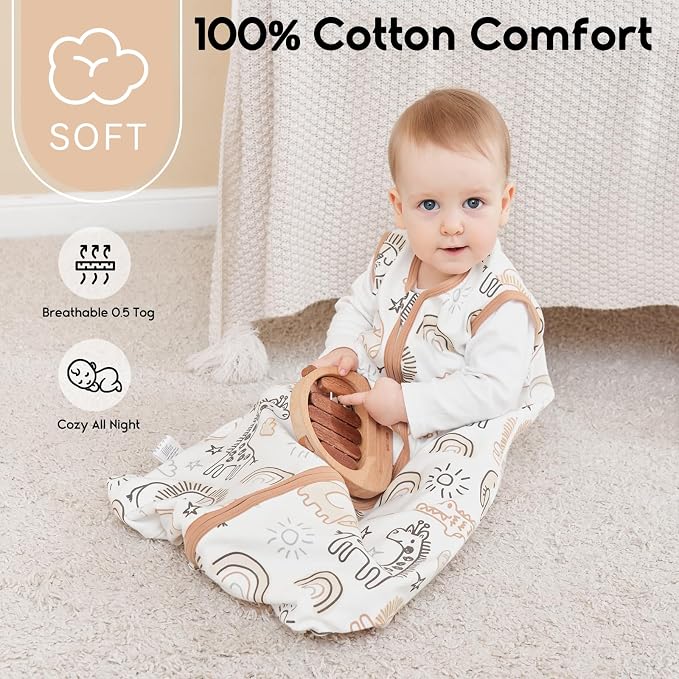 Yoofoss Baby Sleep Sack 0-6 Months 0.5 Tog Wearable Blanket - Image 2