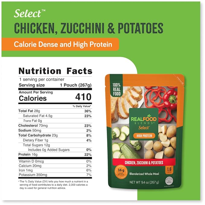 Real Food Blends Select Chicken, Zucchini & Potatoes – Pureed Food Meal - Image 2