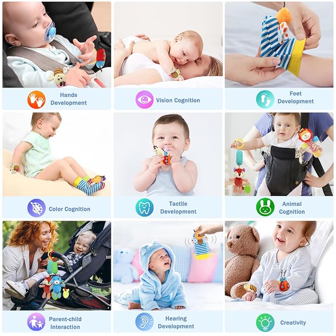 Baby Hanging Rattle, Wrist Rattles Foot Finder Rattle Sock, Hand and Feet - Image 9