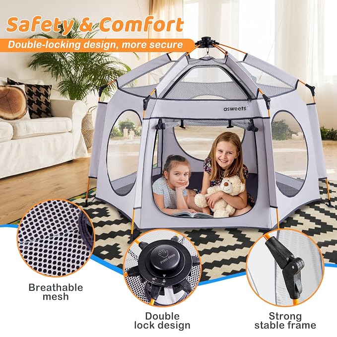 Asweets 4 in 1 Pop Up Playpen Indoor and Outdoor Portable, Lightweight Baby - Image 6