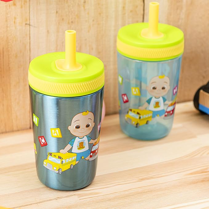 Zak Designs CoComelon Kelso Tumbler Set, Leak-Proof Screw-On Lid - Image 2