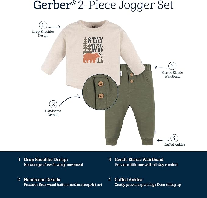 Gerber baby-boys Baby Boys' Jogger Set - Image 4