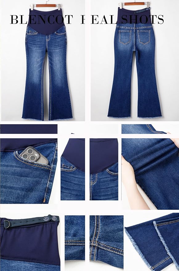 BLENCOT Maternity Jeans for Women Over Belly Pregnancy Pants Comfy Pregnant - Image 4