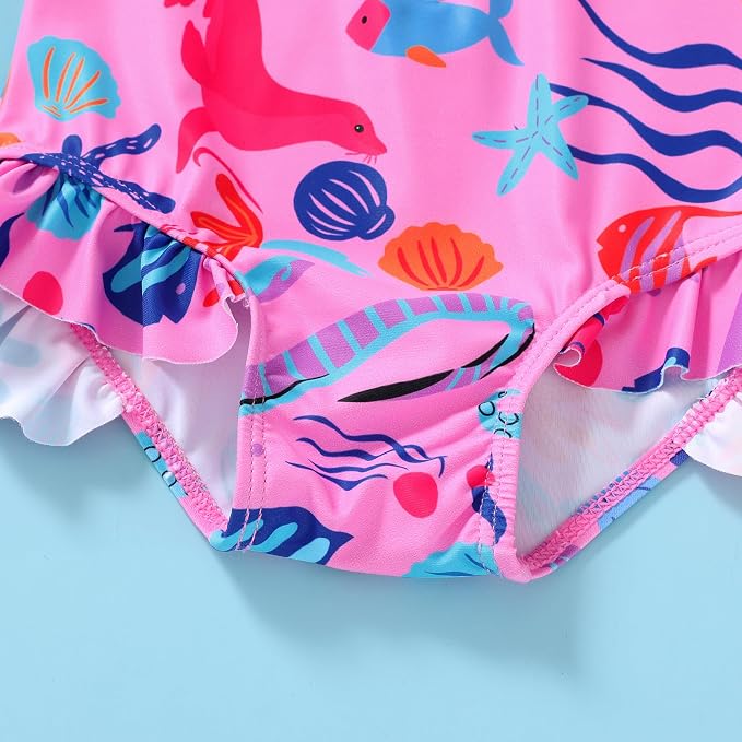 Infant Baby Girl Swimsuit One-Piece Long Sleeve Rash Guard - Image 6