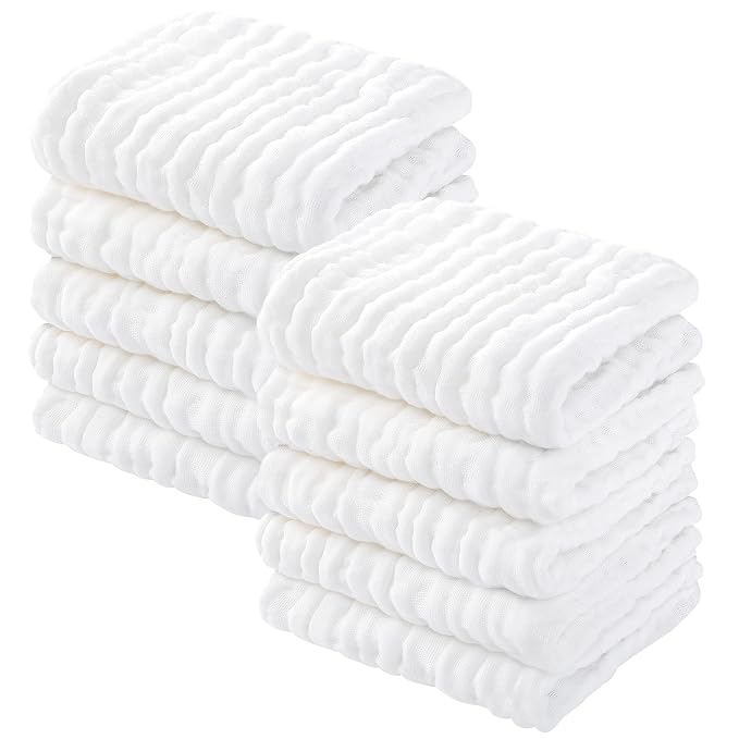Yoofoss Muslin Baby Washcloths 100% Organic Cotton Face Towels 10 Pack Wash by YOOFOSS