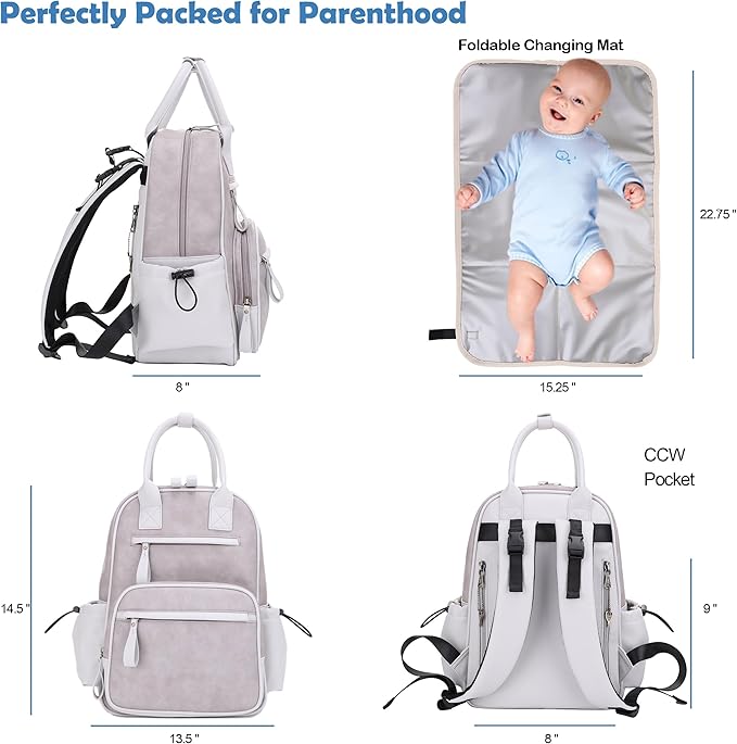 JESSIE & JAMES Saturday EDC Diaper Bag Backpack Multi Function Diaper Bag - Image 4