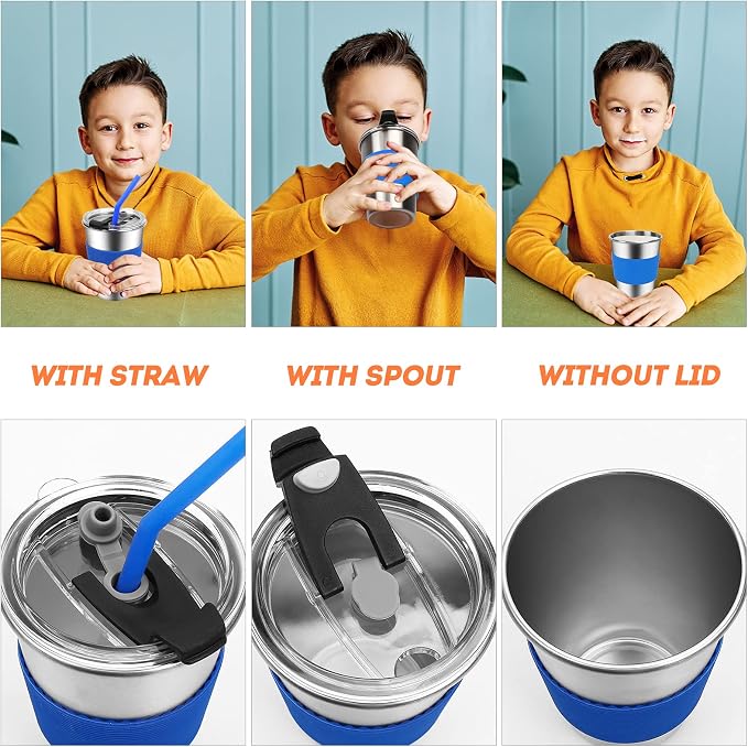 Kids Cups with Straws and Lids, 5 Pack 12oz Spill Proof Toddlers Straws Tumbler - Image 3