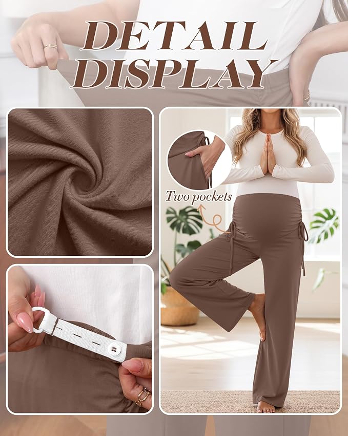 Neer 3 Pack Women's Maternity Pants Over The Belly Loose Pregnancy Pants - Image 4