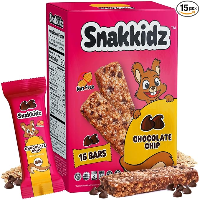 Snakkidz Organic Chewy Granola Bar, Allergen Free, Made by Snakkidz