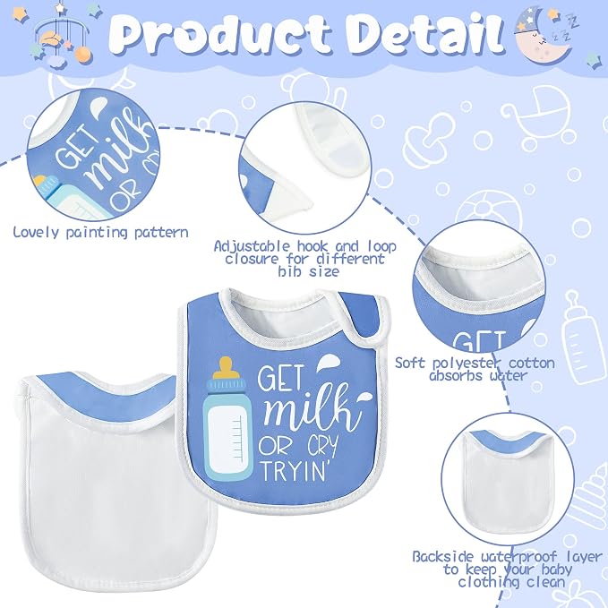 7Pcs Cotton Waterproof Baby Bibs Hook Loop Closure Newborn Bib Keepsake Baby - Image 3