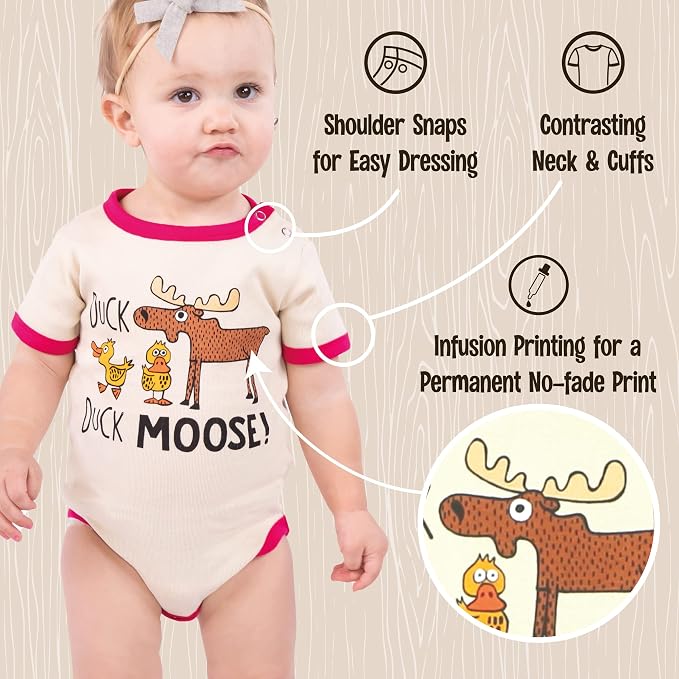 Lazy One Cute Unisex Baby Bodysuit, Cute Animal Designs, 6-18 Months - Image 4