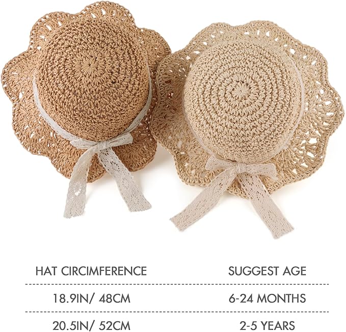 Baby Girl Straw Hat Outdoor Baby Sun Protection Hats Summer Bowknot Beach Cap - Image 6