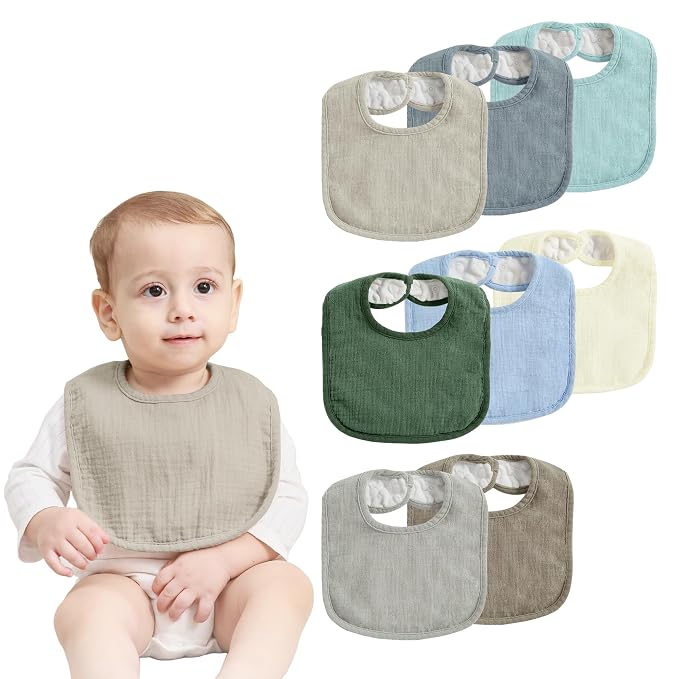 JELLYMONI 8 Pack Muslin Drool Bibs by JELLYMONI