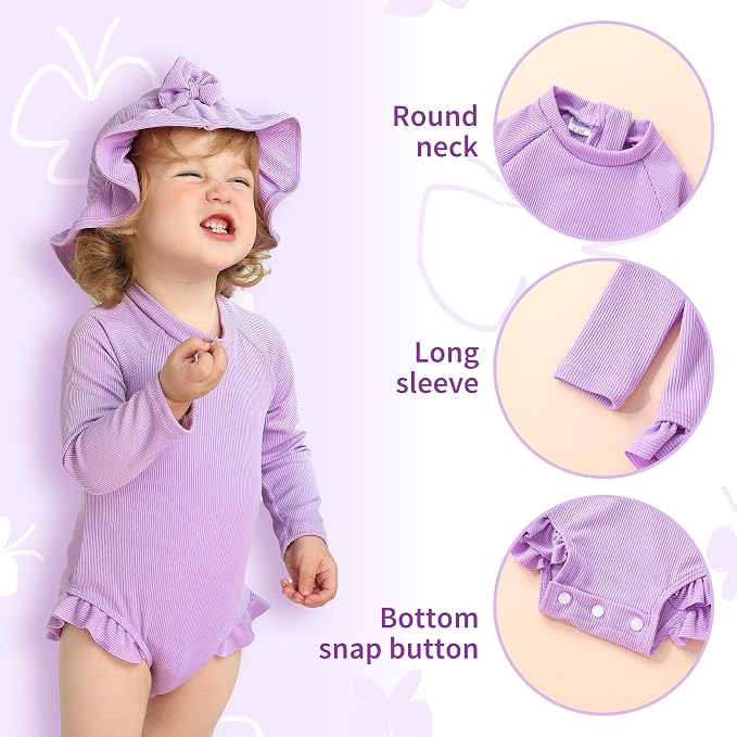 YOUNGER TREE Infant Baby Girls Swimsuit Long Sleeve Swimsuits One Piece - Image 5