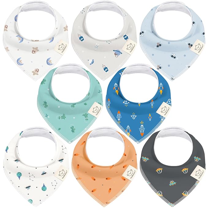 8-Pack Organic Baby Bandana Bibs by KeaBabies