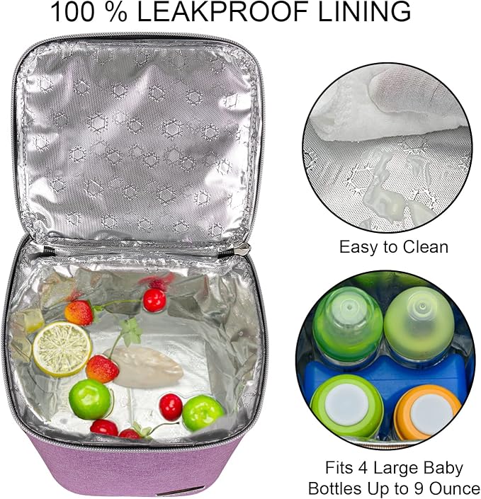 Breast Milk Cooler Bag with Ice Pack Fits 4 Baby Bottles Up to 9 Ounce - Image 2