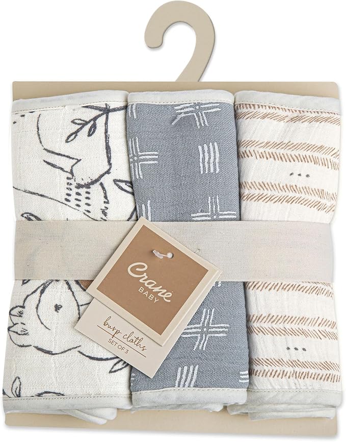 Crane Baby Muslin Burp Cloths Set, Woodland Animals, Gender Neutral Baby Gift - Image 9