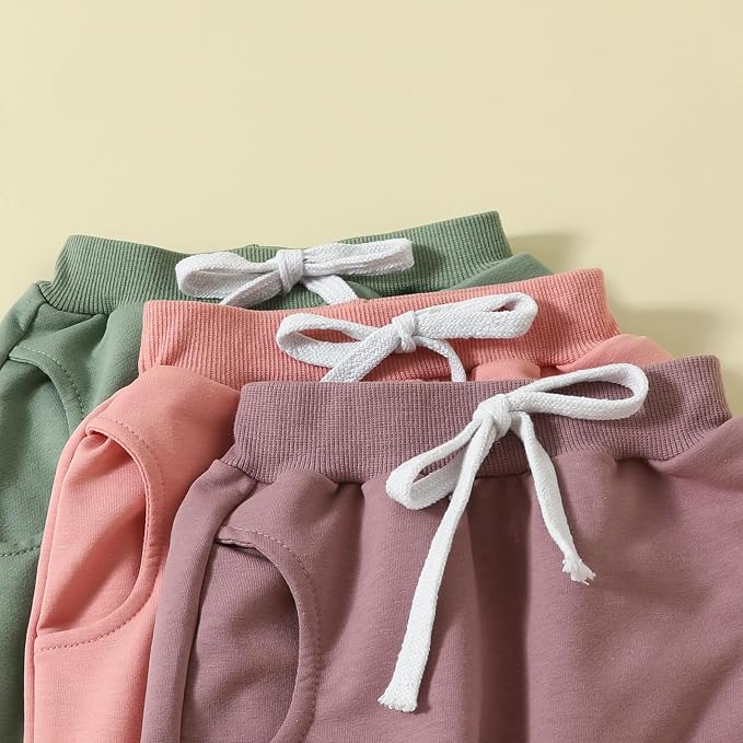 Sejardin Toddler Baby Boy Girl Pants 3 Pack Solid Color Elastic Waist Jogger - Image 4