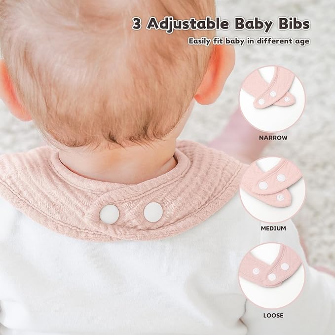 Susurration Muslin Baby Drool Bibs 6Pack Soft Square Adjustable Baby Bandana - Image 5