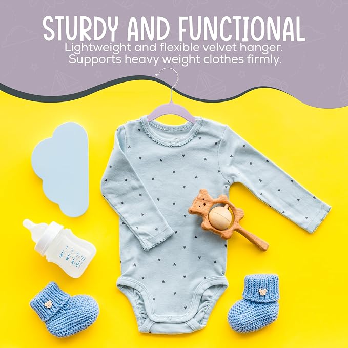 50 Premium Velvet Baby Hangers 11.8" Inch Non-Slip Infant, Ultra Slim - Image 7