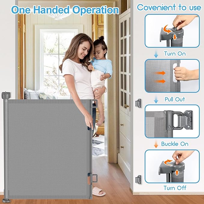 Upgrade 180 inch Retractable Baby Gates, EZIGO Extra Wide Baby Gate - Image 5