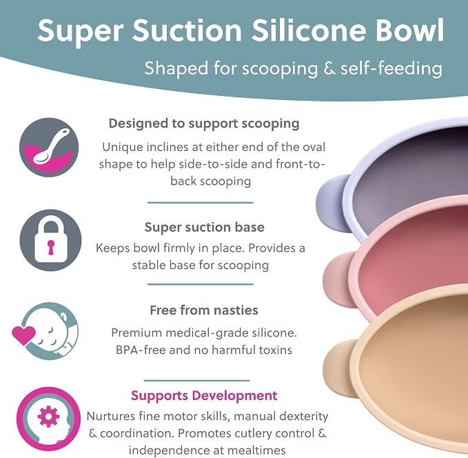 Bibado - Silicone Baby Bowl - Stay Put Suction Bowl - Oval Shape - First Meals - Image 3