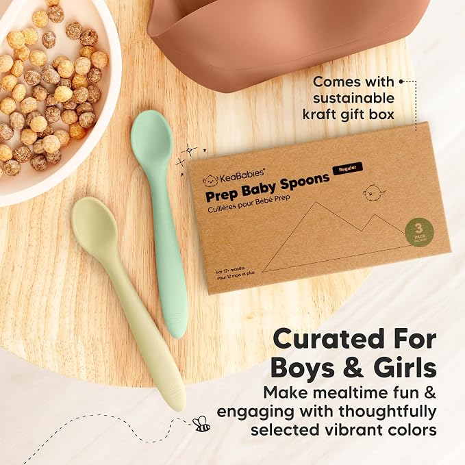 KeaBabies Silicone Baby Spoons, Self Feeding 6-12 months - Image 9