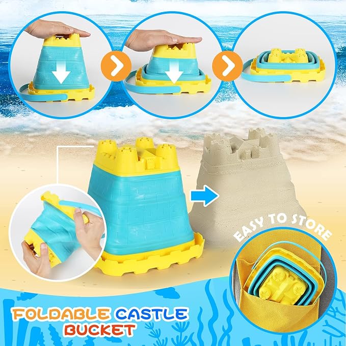 Beach Sand Toys Set, Sand Molds, Rakes and Watering Can, Summer Outdoor Toys - Image 2