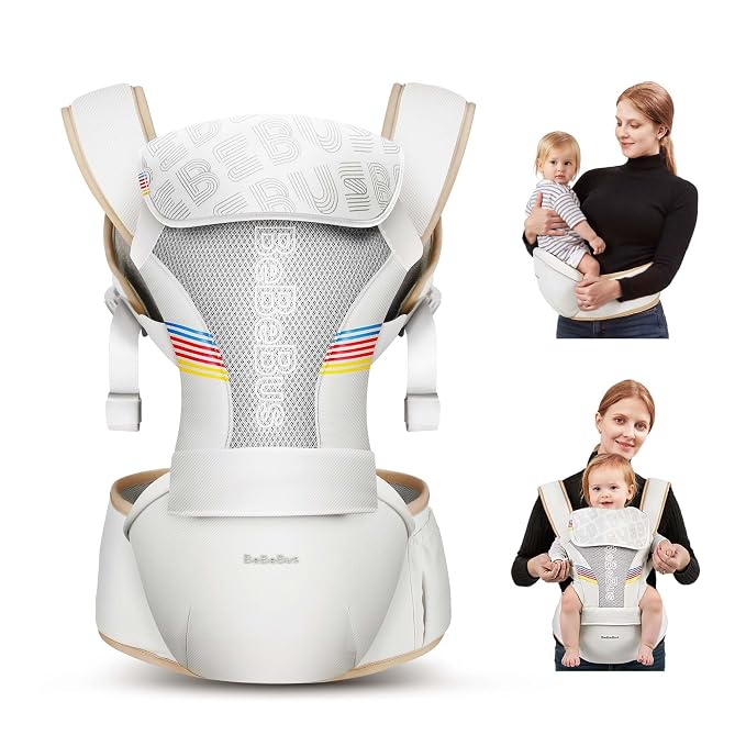 Baby Carrier with Hip Seat, BeBeBus 2-in-1 Ergonomic Newborn to Toddler Carrier - Image 8
