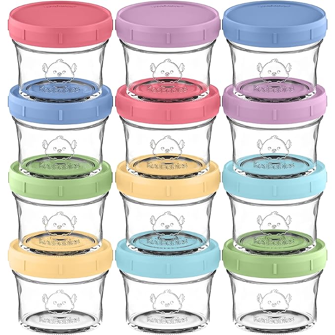 KeaBabies 12pk 4oz Glass Baby Food Containers by KeaBabies
