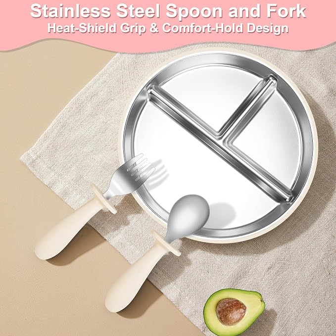Bella’s Friends Baby Feeding Set, 2 Pack Stainless Steel Divided Plate - Image 7
