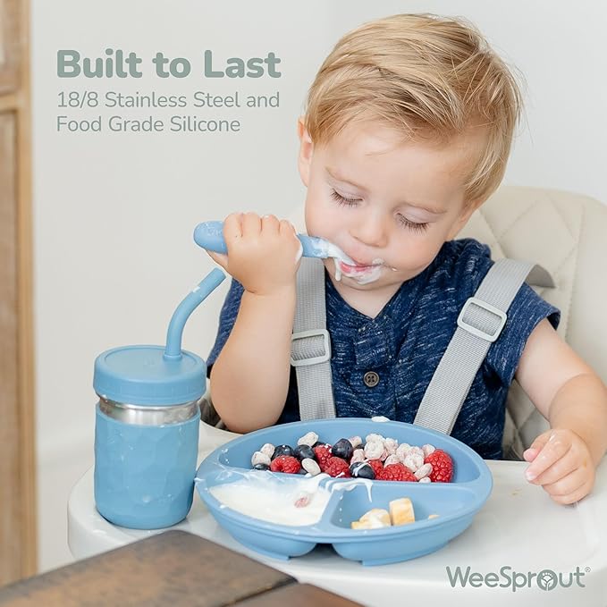 WeeSprout Toddler Utensils, 3 Forks & 3 Spoons, 18/8 Stainless Steel & Food - Image 7