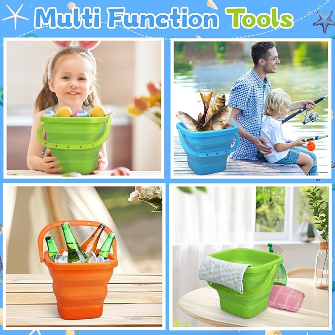 Jumbo Beach Sand Bucket Toy for Kids, 3L Collapsible Sandbox Pail, Easter - Image 6