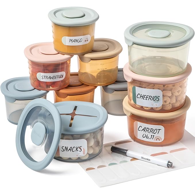 Moonkie Silicone Baby Food Containers | 8oz/4 oz Baby Food Storage Jars by Moonkie