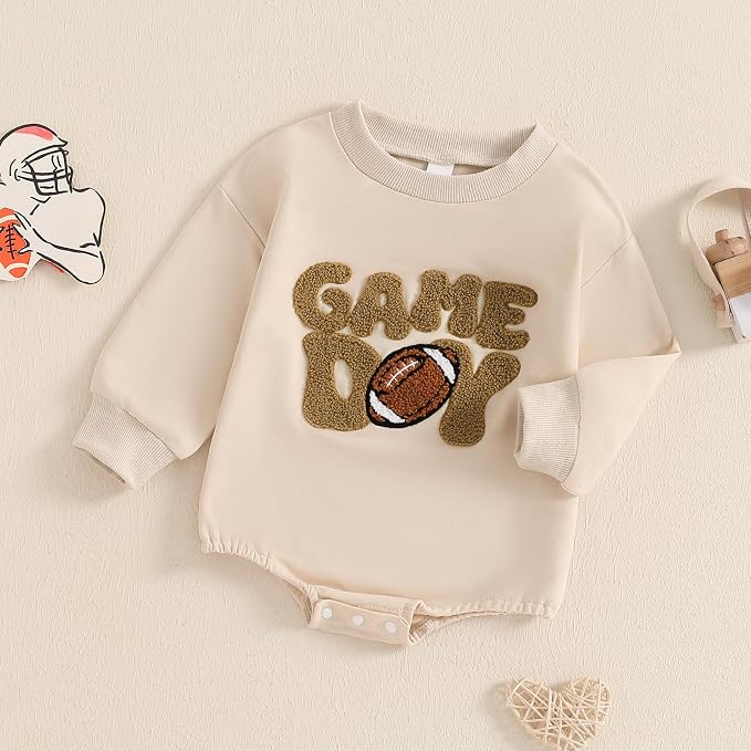 VISGOGO Newborn Infant Baby Boy Girls Oversized Romper Little Dude Sweater - Image 3