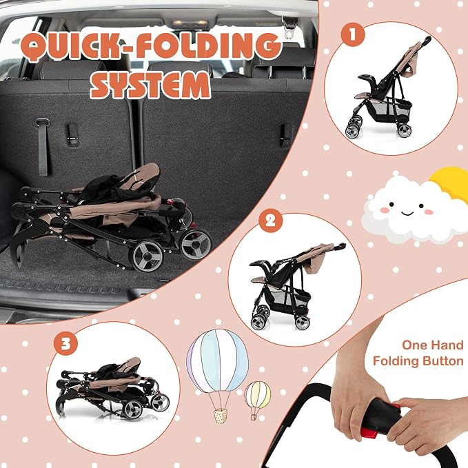 HONEY JOY Travel Stroller, Quick Fold Lightweight Baby Umbrella Stroller - Image 6