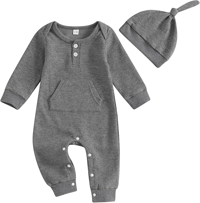 Kuriozud Newborn Infant Unisex Baby Boy Girl Clothes Button Romper Jumpsuit by Kuriozud