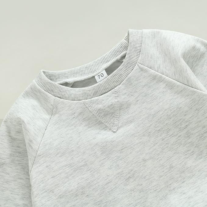 Toddler Baby Boy Clothes Solid Color Long Sleeve Crewneck Sweatshirt Top Casual - Image 3