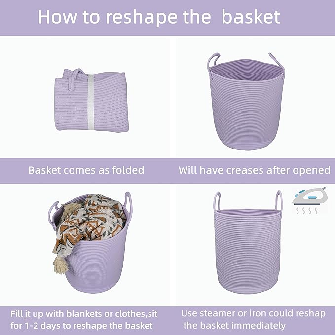 Cotton Rope Laundry Basket Hamper - Image 7