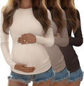 Riyiper 3 Pack Women's Maternity Shirts Long Sleeve Ribbed Knit Pregnancy Tees by Riyiper