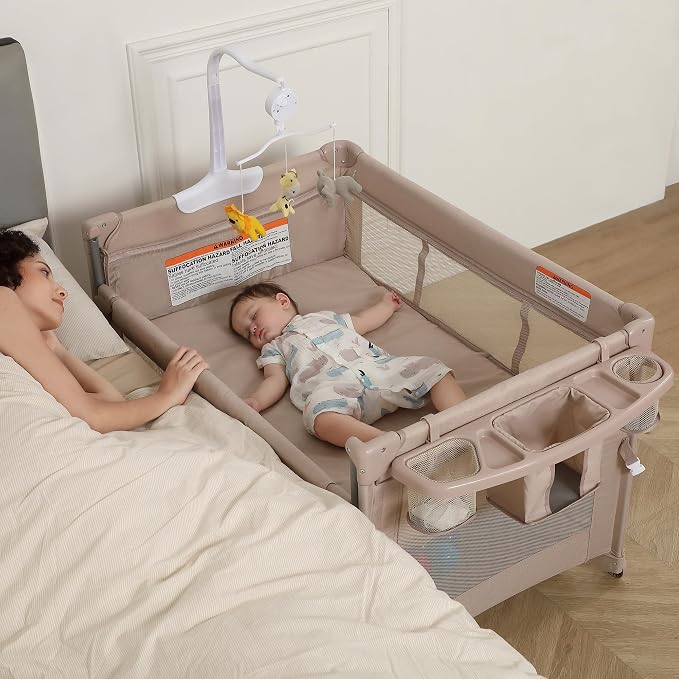 5 in 1 Pack and Play, Baby Bassinet Bedside Sleeper, Baby Playard, Bedside Crib - Image 2