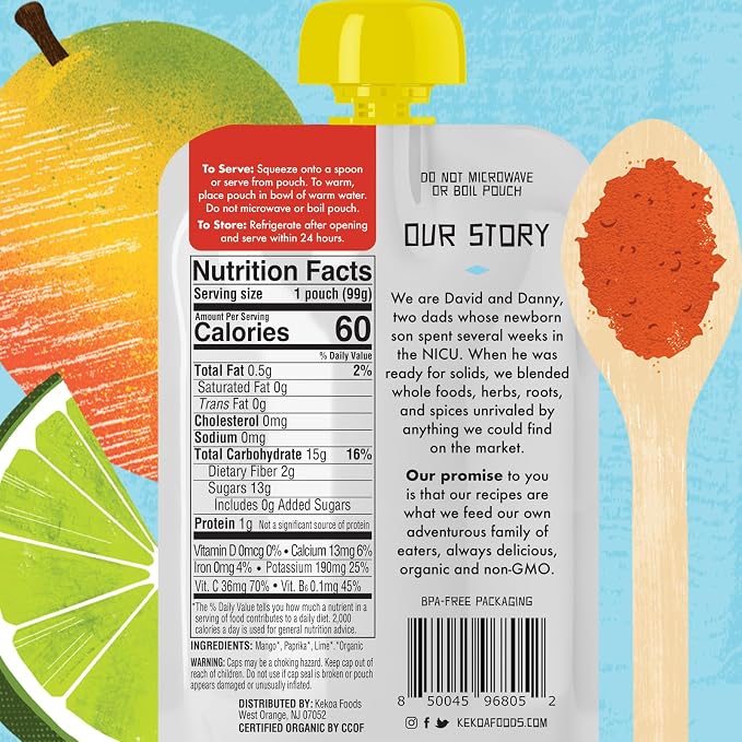 Kekoa Foods Mango Paprika Baby Food Purée | 100% USDA Certified-Organic - Image 2