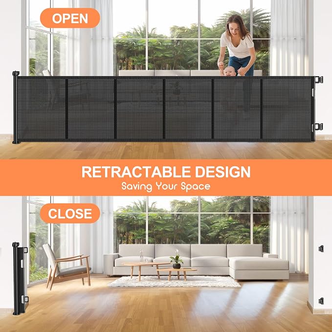 Upgrade 120 inch Retractable Baby Gates, EZIGO Extra Wide Baby Gate - Image 6