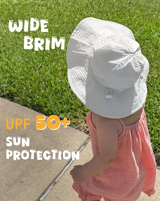 HONGTEYA Baby Sun Hat Toddler Girl Beach Hat Adjustable Outdoor Summer Hat UPF - Image 3