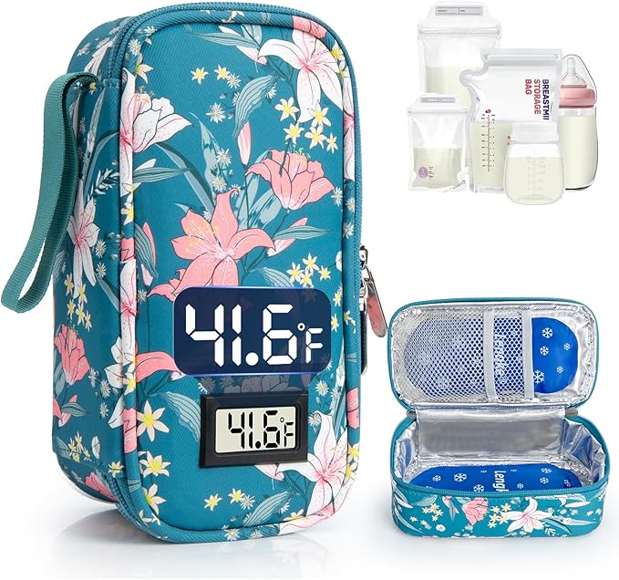 Breast Milk Cooler Travel Bag, Real-Time Temperature Display, Holds 20oz by WIBOND