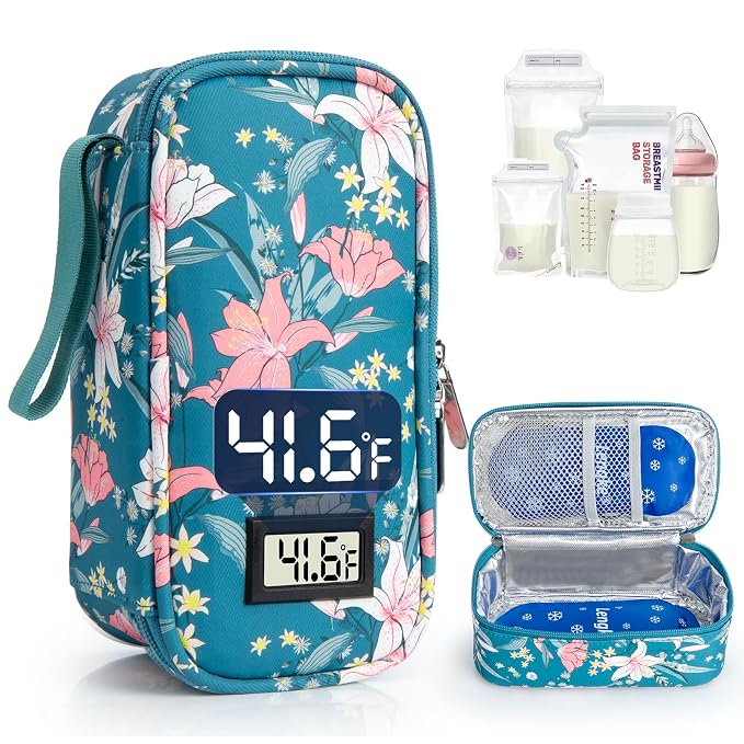 Breast Milk Cooler Travel Bag, Real-Time Temperature Display, Holds 4-6 by WIBOND